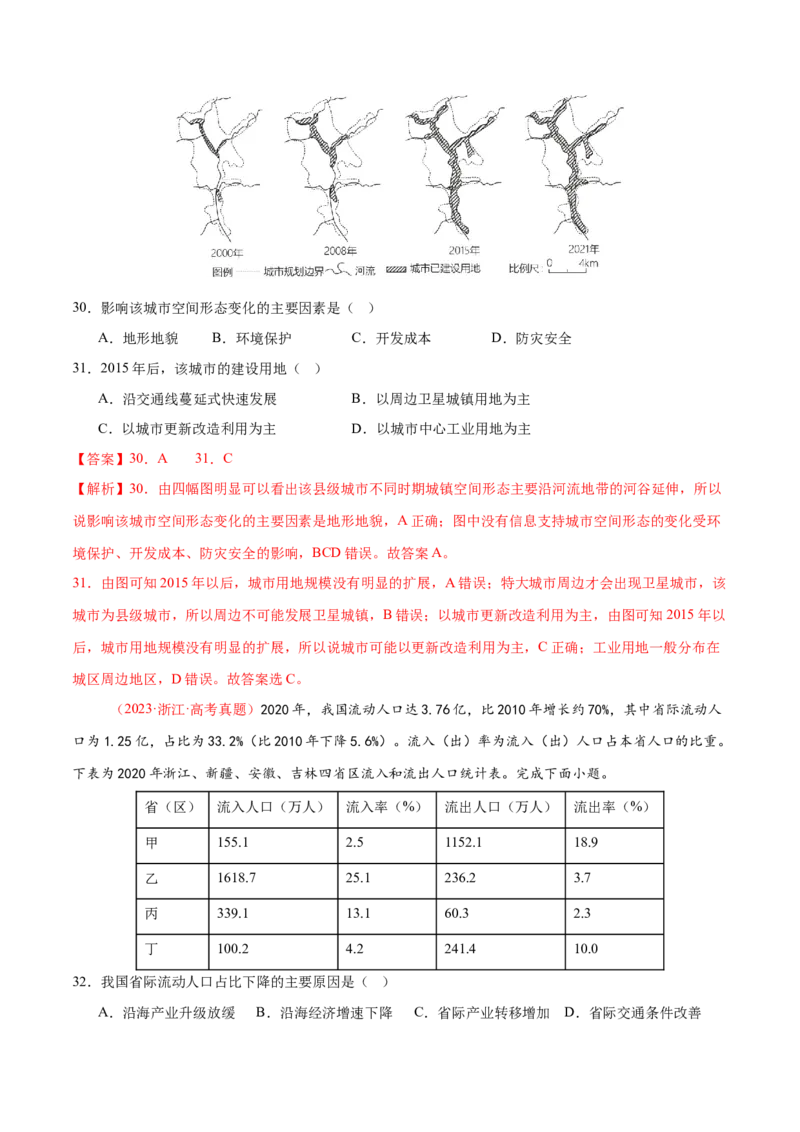 专题08人口与城市（练习）（解析版）_2025年新高考资料_二轮复习_上好课2025年高考地理二轮复习讲练测（新高考通用）3381954