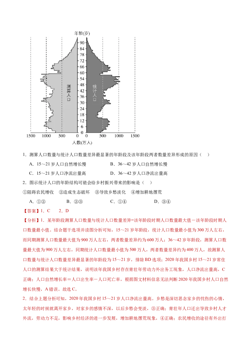 专题07人口与城乡发展（解析版）_2025年新高考资料_二轮复习_01高考语文等多个文件_2025年高三地理高考二轮复习专项提升_重点&middot;难点&middot;热点专练（分地区）_黑吉辽专用