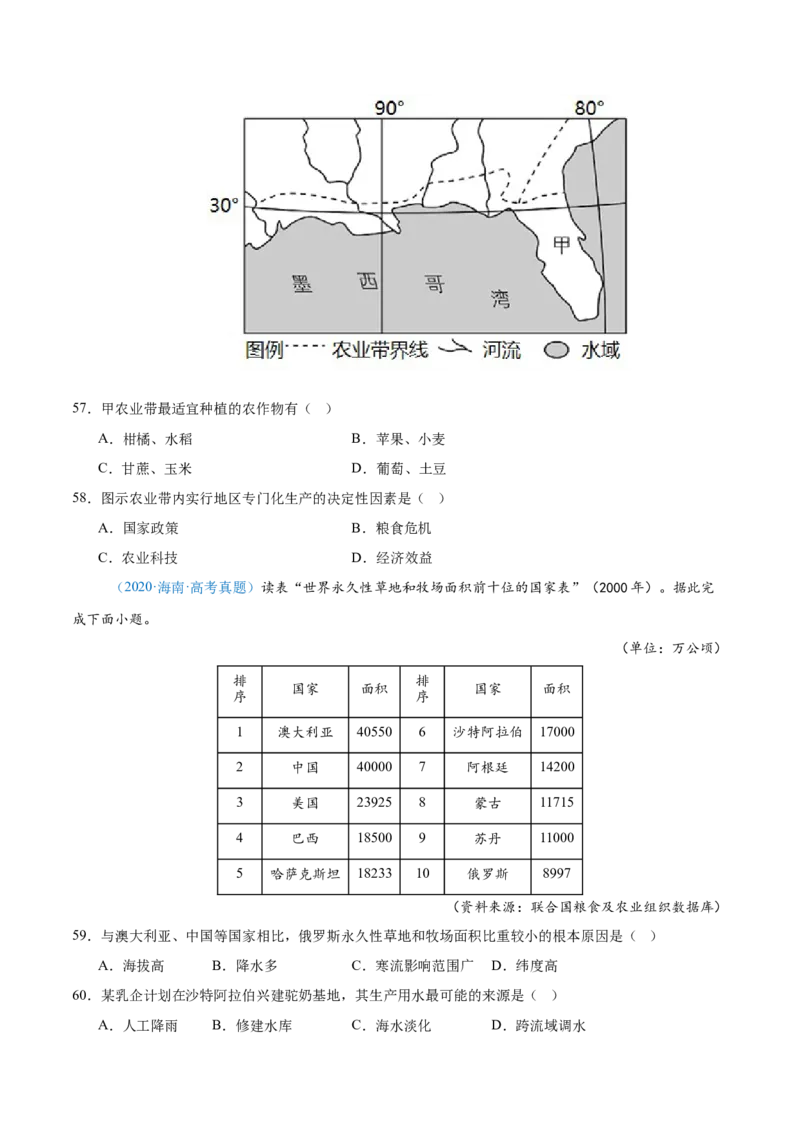 专题14世界地理和中国地理+原卷版_2025年新高考资料_二轮复习_01高考语文等多个文件_2025年高三地理高考二轮复习专项提升_真题演练