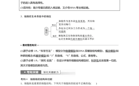 2023年高考生物一轮复习（新人教新高考）第2单元第4课时　细胞核的结构和功能_新高考复习资料_2023年新高考复习资料_一轮复习_2023年新高考大一轮复习讲义