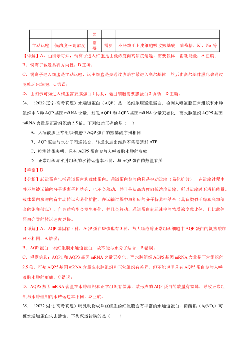 押新高考卷细胞的结构与物质进出细胞的方式（解析版）-备战2024年高考生物临考题号押题（新高考通用）_2024年新高考资料_5.2024三轮冲刺_押单项选择题