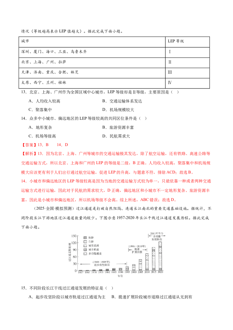 专题10交通、工程建设、国际合作（练习）（解析版）_2025年新高考资料_二轮复习_01高考语文等多个文件_上好课2025年高考地理二轮复习讲练测（新高考通用）_第一部分专题突破