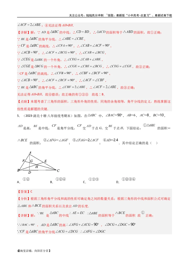 专题04三角形中的倒角模型-高分线模型、双（三）垂直模型（解析版）_02中考总复习（2026版更新中）_02-数学-中考总复习_2024年中考复习资料_专项复习资料_答案解析版