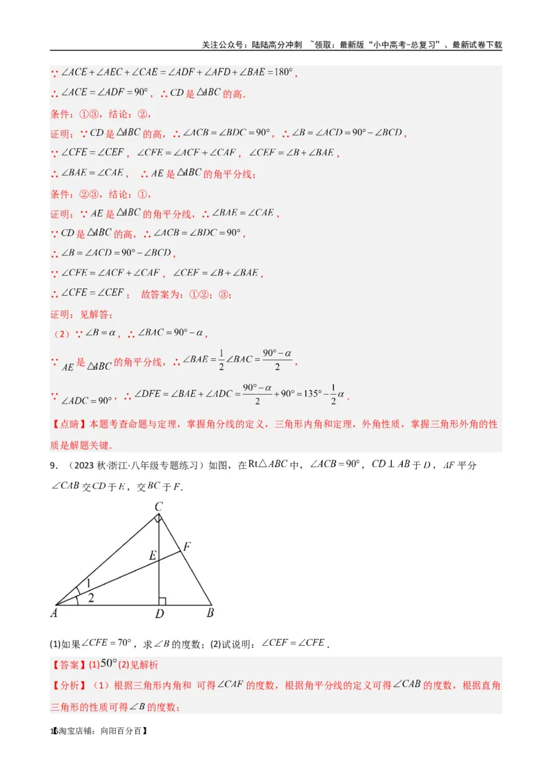 专题04三角形中的倒角模型-高分线模型、双（三）垂直模型（解析版）_02中考总复习（2026版更新中）_02-数学-中考总复习_2024年中考复习资料_专项复习资料_答案解析版