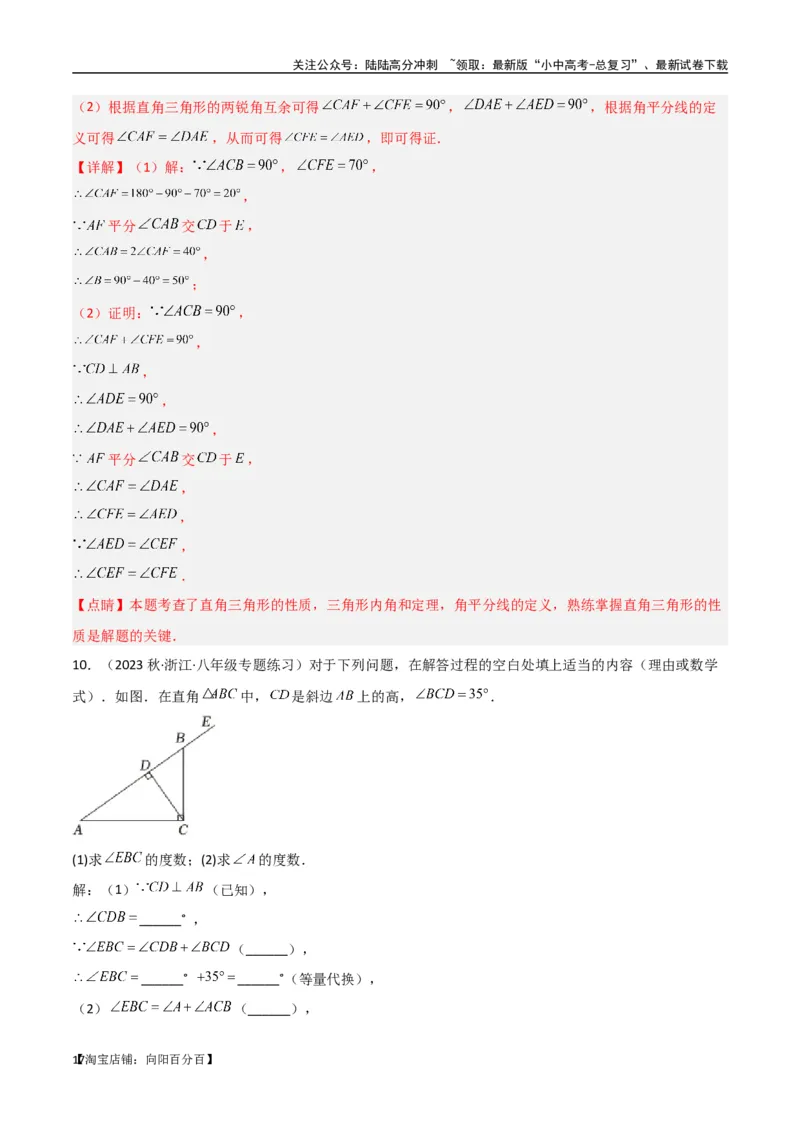 专题04三角形中的倒角模型-高分线模型、双（三）垂直模型（解析版）_02中考总复习（2026版更新中）_02-数学-中考总复习_2024年中考复习资料_专项复习资料_答案解析版