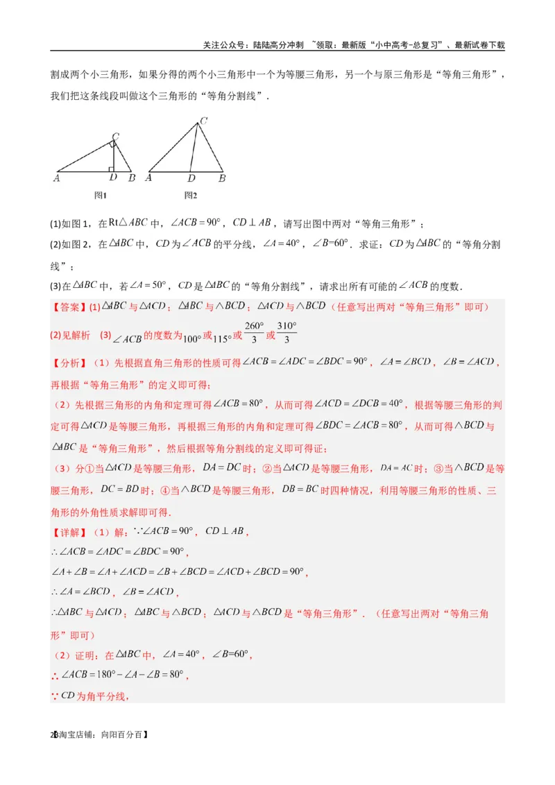 专题04三角形中的倒角模型-高分线模型、双（三）垂直模型（解析版）_02中考总复习（2026版更新中）_02-数学-中考总复习_2024年中考复习资料_专项复习资料_答案解析版