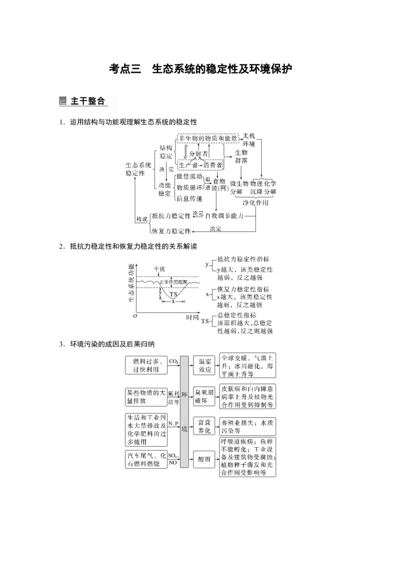 2023年高考生物二轮复习（全国版）第1篇专题突破专题7考点3　生态系统的稳定性及环境保护_通用版（老高考）复习资料_2023年复习资料_二轮复习_2023年高考生物二轮复习讲义（全国版）