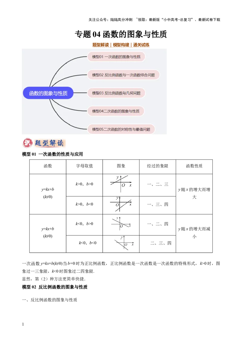 专题04函数的图象与性质解答题模型构建（3大函数5大模型）（解析版）_02中考总复习（2026版更新中）_02-数学-中考总复习_2025中考复习资料_2025年中考数学答题方法模板