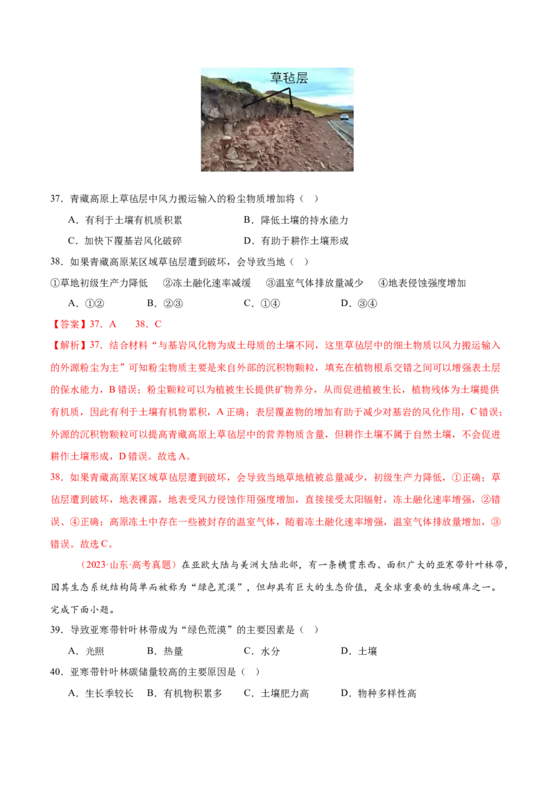 专题06自然地理环境的整体性与差异性（练习）（解析版）_2025年新高考资料_二轮复习_01高考语文等多个文件_上好课2025年高考地理二轮复习讲练测（新高考通用）