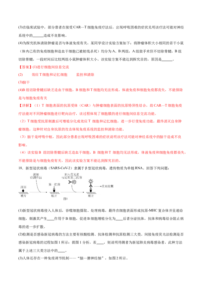第12讲免疫调节（练习）（解析版）_2024年新高考资料_2.2024二轮复习_2024年高考生物二轮复习讲练测（新教材新高考）