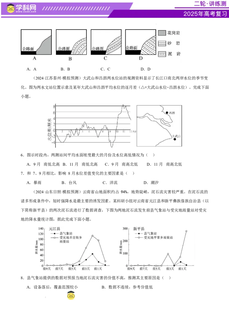 专题07自然灾害（练习）（原卷版）_2025年新高考资料_二轮复习_上好课2025年高考地理二轮复习讲练测（新高考通用）3381954