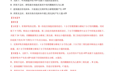 押江苏卷选择题细胞的能量供应和利用（解析版）_2024年新高考资料_5.2024三轮冲刺_备战2024年高考生物临考题号押题（江苏专用）322855714