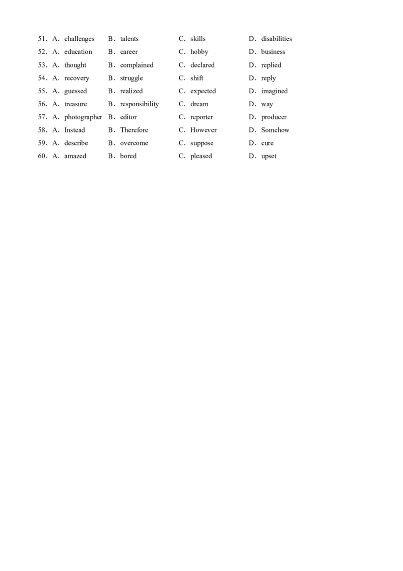 专题12完形填空记叙文（原题版）_03高考英语_2025年新高考资料_二轮复习_2025年高考英语二轮热点题型归纳与变式演练（新高考通用）340016860_第二部分语言运用