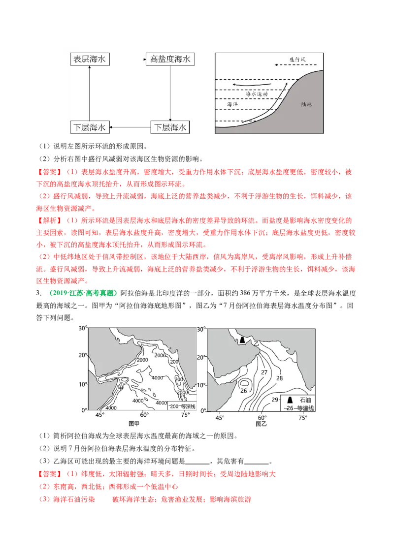 专题18海水性质与海水运动相关问题的描述（解析版）_2025年新高考资料_二轮复习_2025年高三地理高考二轮复习专项提升（新高考通用）3405802_题型专练