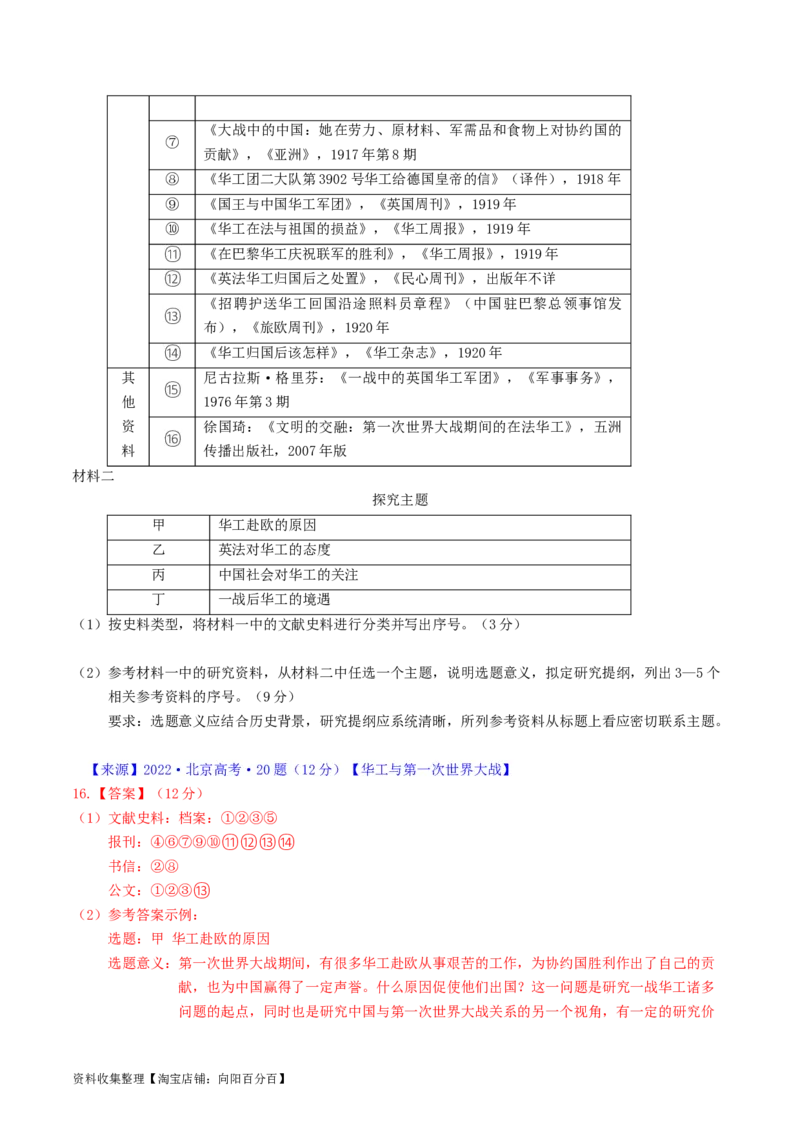 专题12两次世界大战、十月革命与国际秩序的演变（解析版）_07高考历史_通用版（老高考）复习资料_2024年复习资料_完五年（2019-2023）高考历史真题分项汇编（全国通用）