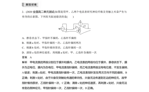 2022年高考生物一轮复习第8单元第24讲热点题型七兴奋传导与传递的相关实验探究题_新高考复习资料_2022年新高考复习资料_2022年一轮复习最新版