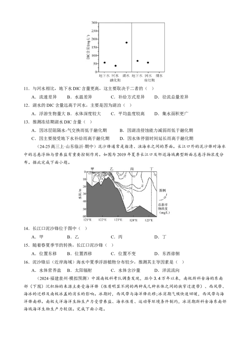 专题04水体运动（练习）（原卷版）_2025年新高考资料_二轮复习_01高考语文等多个文件_上好课2025年高考地理二轮复习讲练测（新高考通用）_第一部分专题突破