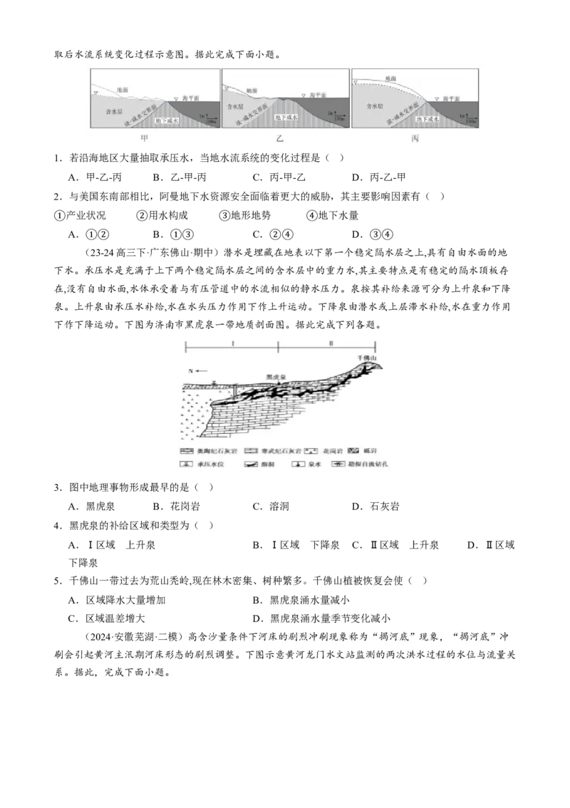 专题04水体运动（练习）（原卷版）_2025年新高考资料_二轮复习_01高考语文等多个文件_上好课2025年高考地理二轮复习讲练测（新高考通用）_第一部分专题突破