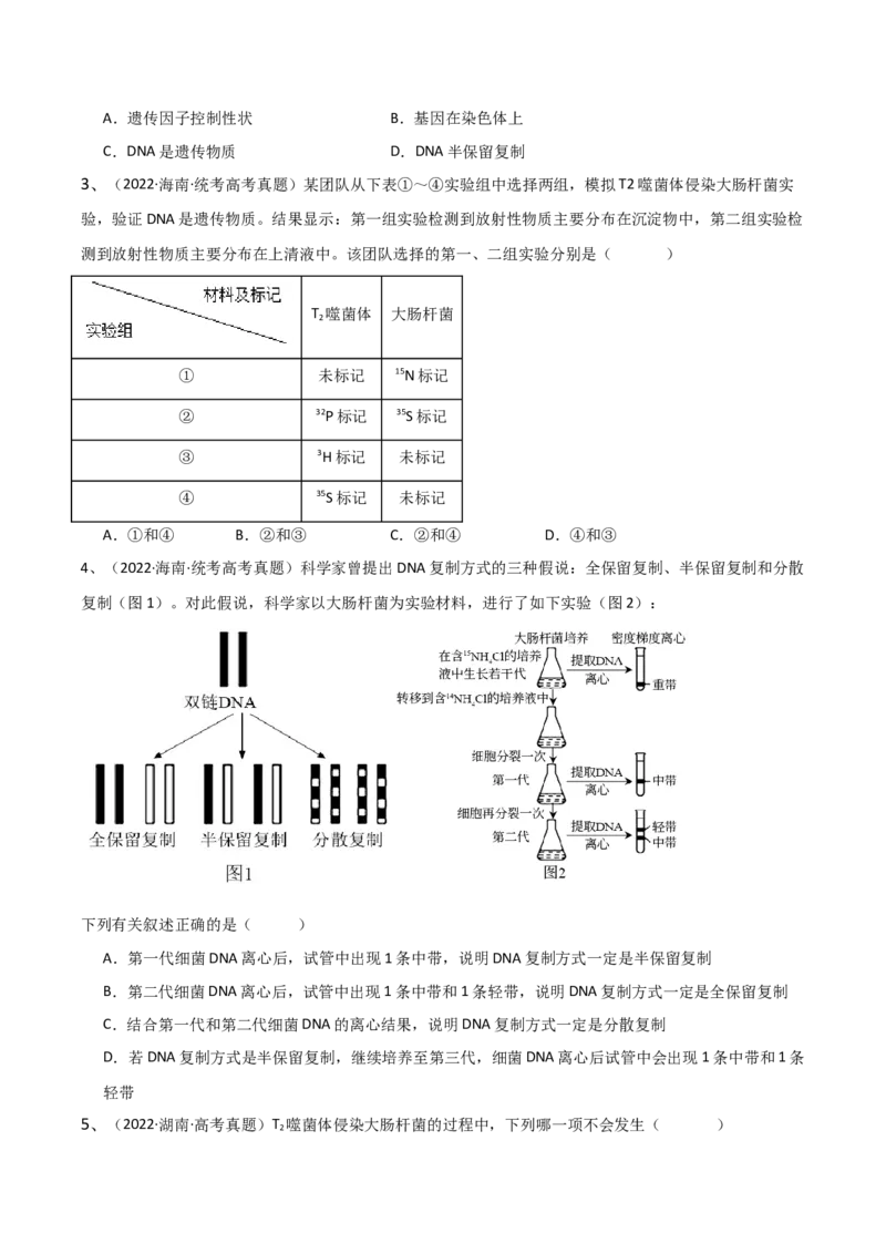 第09讲遗传的分子基础（讲义）-原卷版_2024年新高考资料_2.2024二轮复习_2024年高考生物二轮复习讲练测（新教材新高考）