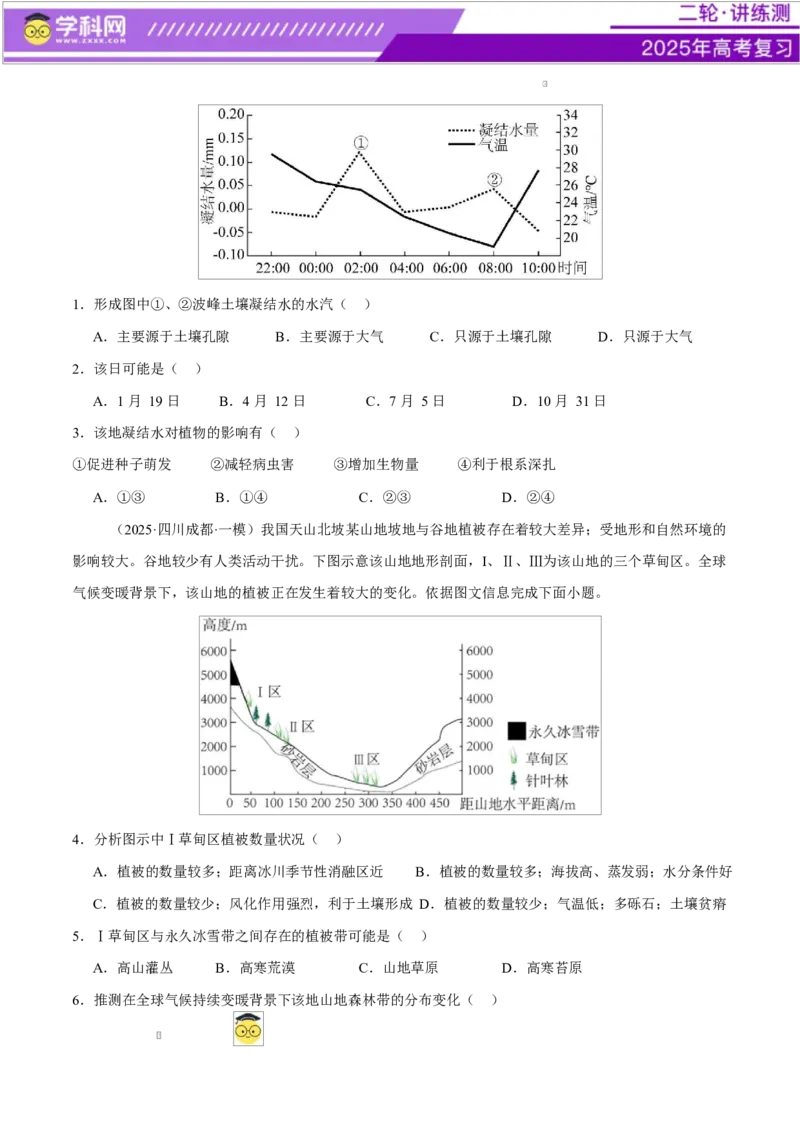 专题06自然地理环境的整体性与差异性（练习）（原卷版）_2025年新高考资料_二轮复习_上好课2025年高考地理二轮复习讲练测（新高考通用）3381954