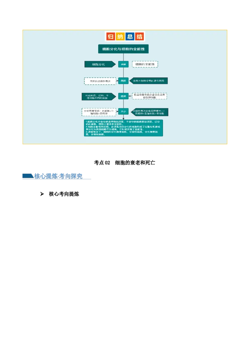 第06讲细胞的分化、衰老和死亡（讲义）原卷版_2024年新高考资料_2.2024二轮复习_2024年高考生物二轮复习讲练测（新教材新高考）