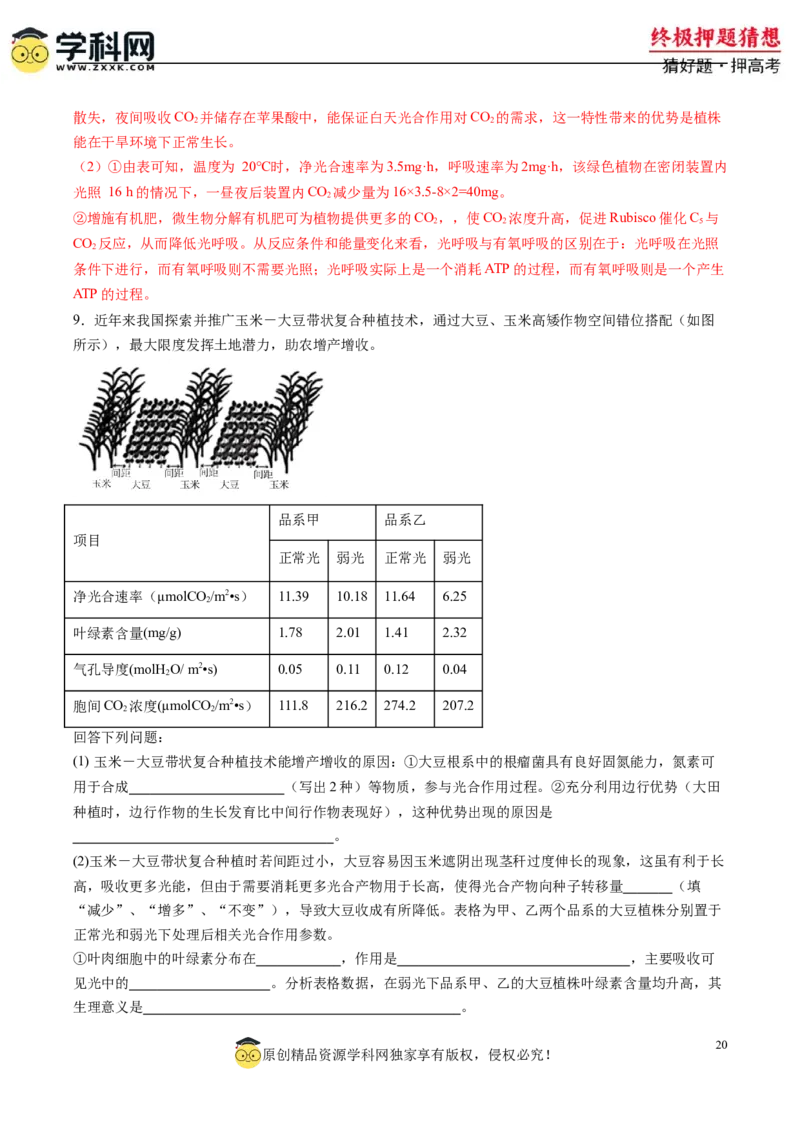 生物-2024年高考终极押题猜想（解析版）_2024年新高考资料_5.2024三轮冲刺_生物-2024年高考终极押题猜想
