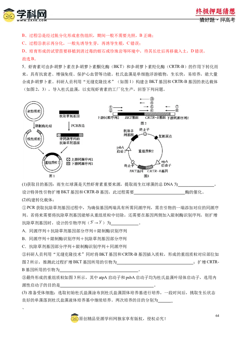 生物-2024年高考终极押题猜想（解析版）_2024年新高考资料_5.2024三轮冲刺_生物-2024年高考终极押题猜想