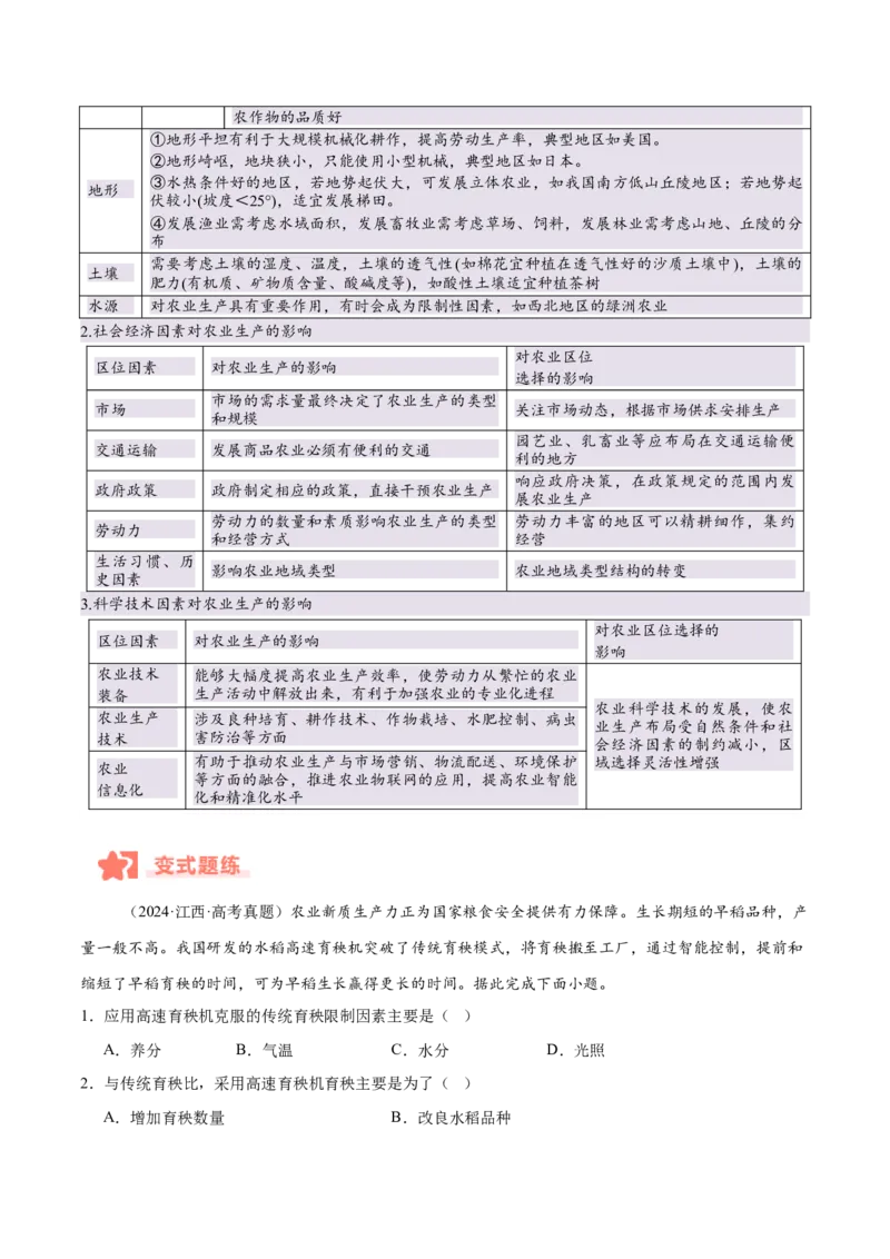 专题08农业易错提分（3大易错点）（原卷版）_2025年新高考资料_二轮复习_01高考语文等多个文件_2025年高三地理高考二轮复习专项提升_易错专练