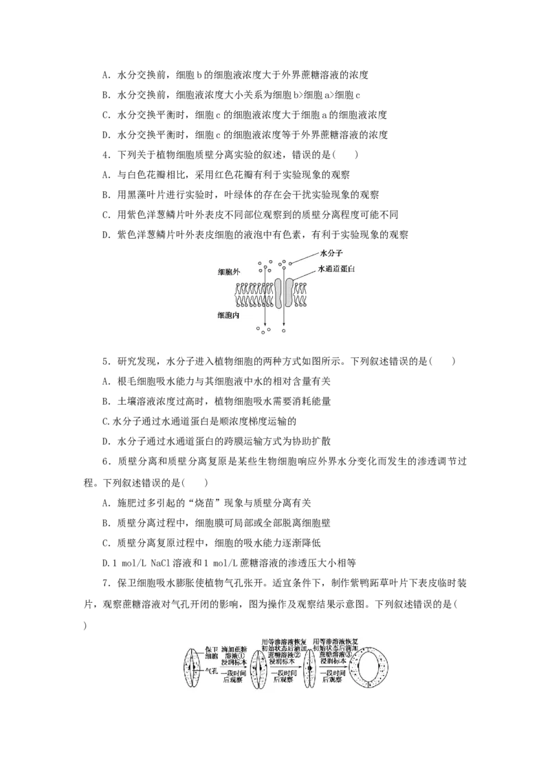 2023版新教材高考生物微专题小练习专练12被动运输202208091176_通用版（老高考）复习资料_2023年复习资料_一轮复习_2023届高考生物一轮微专题100练