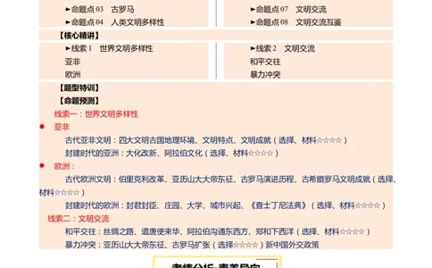 专题12文明交响：古代世界的多元之美与交流变奏（讲练）（原卷版）_02中考总复习（2026版更新中）_06-历史-中考总复习_2025年中考复习资料_2025中考二轮课件ppt+讲义+练习历史_讲义+练习