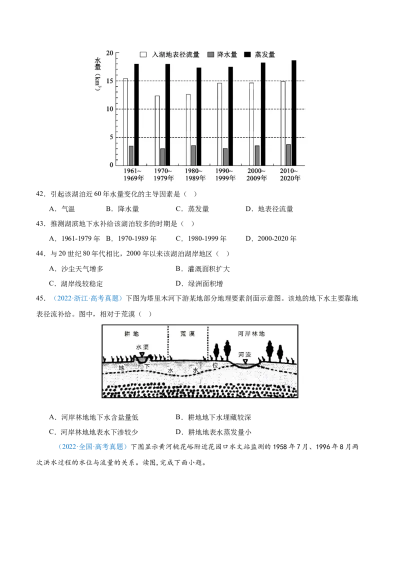 专题04地球上的水+原卷版_2025年新高考资料_二轮复习_01高考语文等多个文件_2025年高三地理高考二轮复习专项提升_真题演练