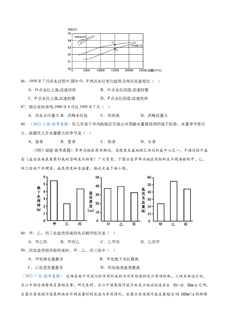 专题04地球上的水+原卷版_2025年新高考资料_二轮复习_01高考语文等多个文件_2025年高三地理高考二轮复习专项提升_真题演练