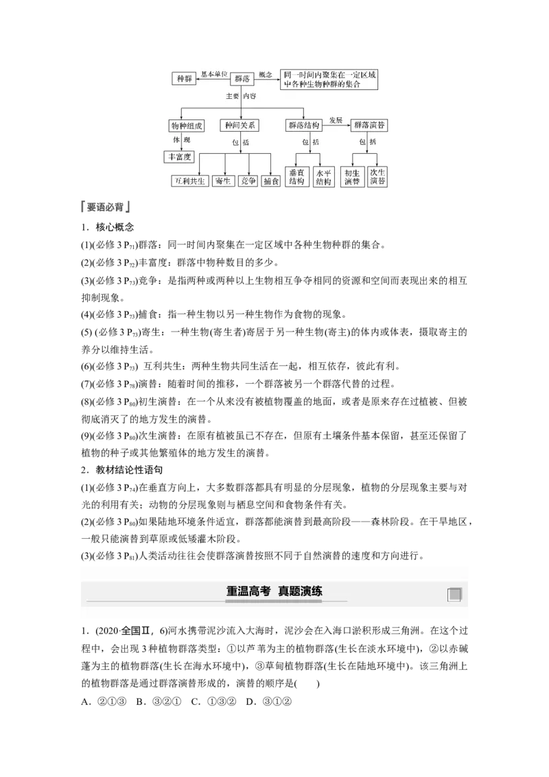 2022年高考生物一轮复习第9单元第29讲　群落的结构与演替_新高考复习资料_2022年新高考复习资料_2022年一轮复习最新版_1.2022年高考生物一轮复习全国通用版