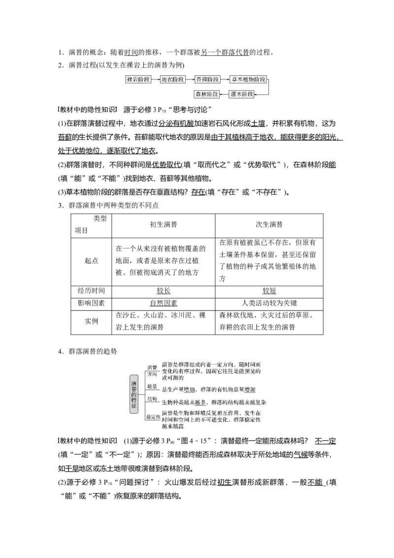 2022年高考生物一轮复习第9单元第29讲　群落的结构与演替_新高考复习资料_2022年新高考复习资料_2022年一轮复习最新版_1.2022年高考生物一轮复习全国通用版