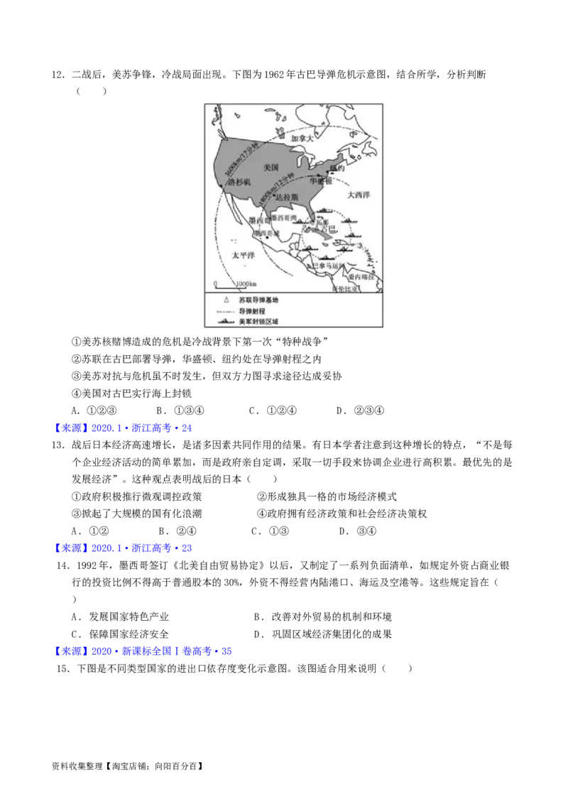 专题13第二次世界大战后：世界多元文明的竞争与发展（原卷版）_07高考历史_通用版（老高考）复习资料_2024年复习资料_完五年（2019-2023）高考历史真题分项汇编（全国通用）