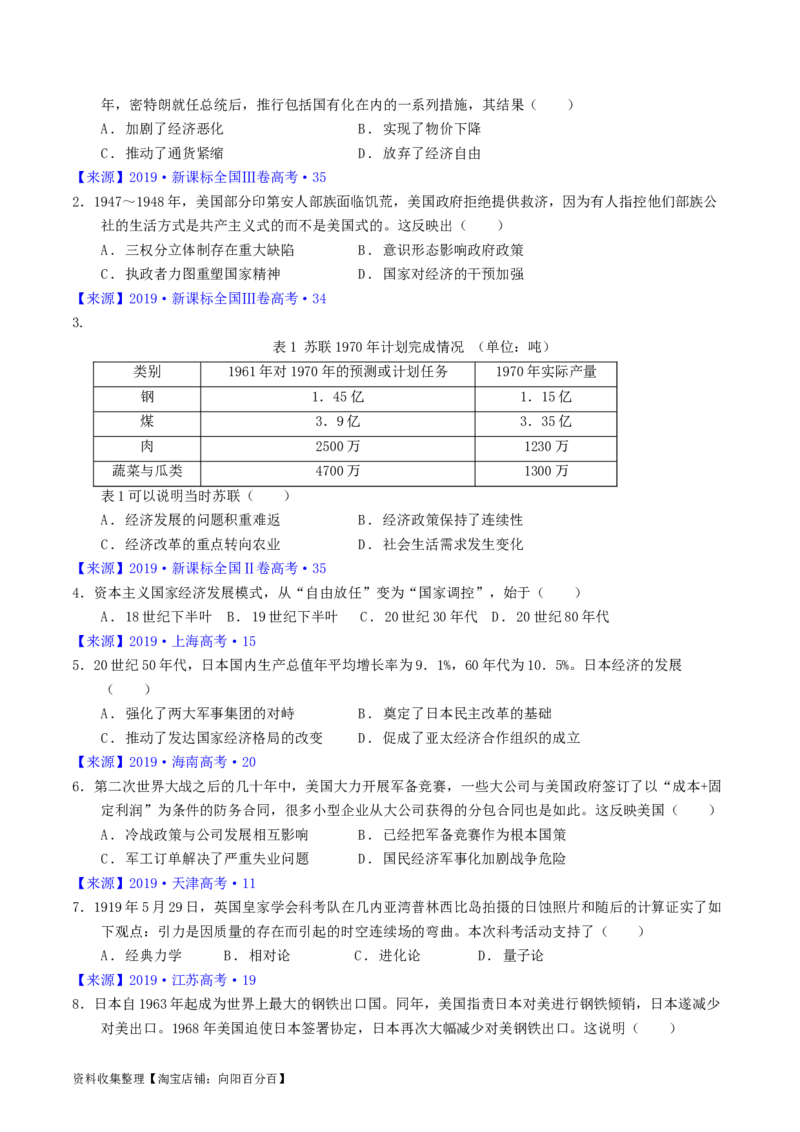 专题13第二次世界大战后：世界多元文明的竞争与发展（原卷版）_07高考历史_通用版（老高考）复习资料_2024年复习资料_完五年（2019-2023）高考历史真题分项汇编（全国通用）