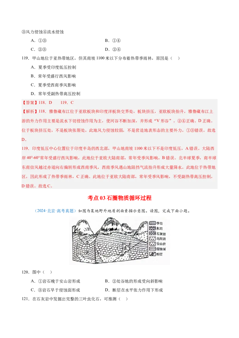 专题05地质地貌+解析版_2025年新高考资料_二轮复习_01高考语文等多个文件_2025年高三地理高考二轮复习专项提升_真题演练