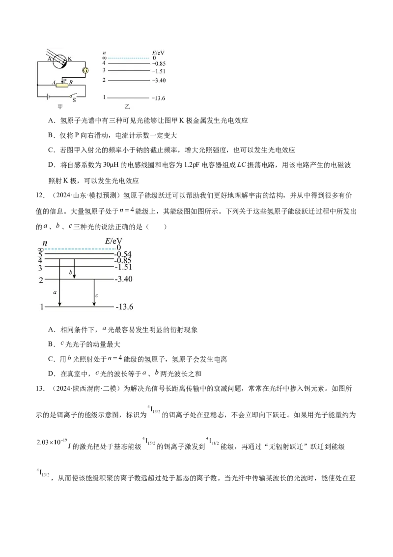 专题18近代物理（练习）（原卷版）_03高考英语_2025年新高考资料_二轮复习_01高考语文等多个文件_上好课2025年高考物理二轮复习讲练测（新高考通用）