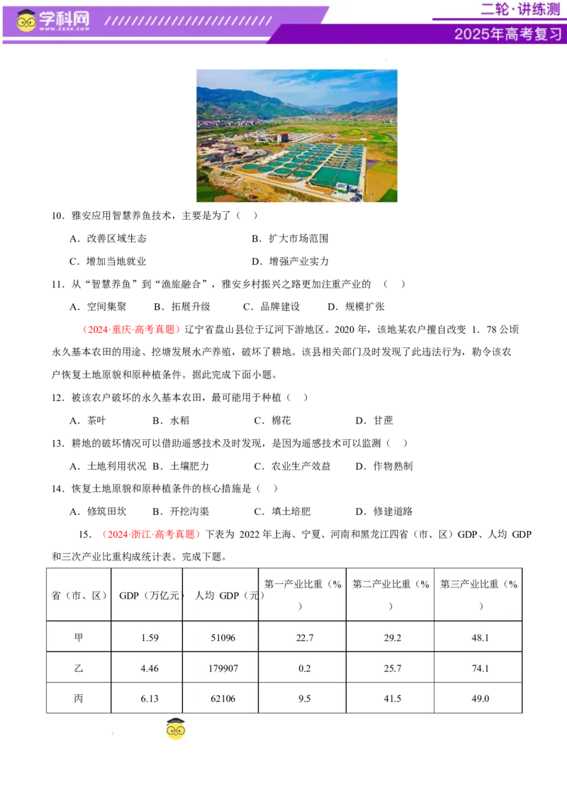 专题09产业区位与产业发展（练习）（原卷版）_2025年新高考资料_二轮复习_上好课2025年高考地理二轮复习讲练测（新高考通用）3381954