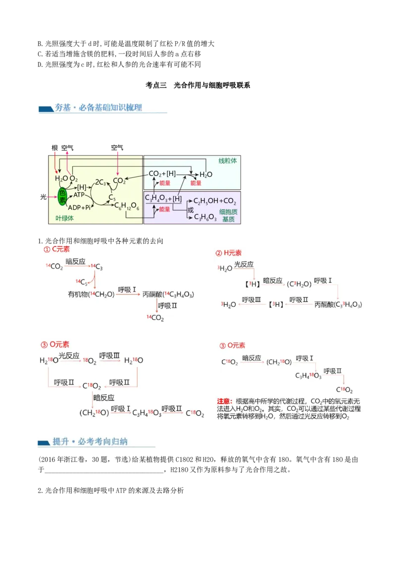 第10.2讲光合作用的影响因素和应用（讲义）（学生版）_2024年新高考资料_1.2024一轮复习_2024年高考生物一轮复习讲练测（新教材新高考）