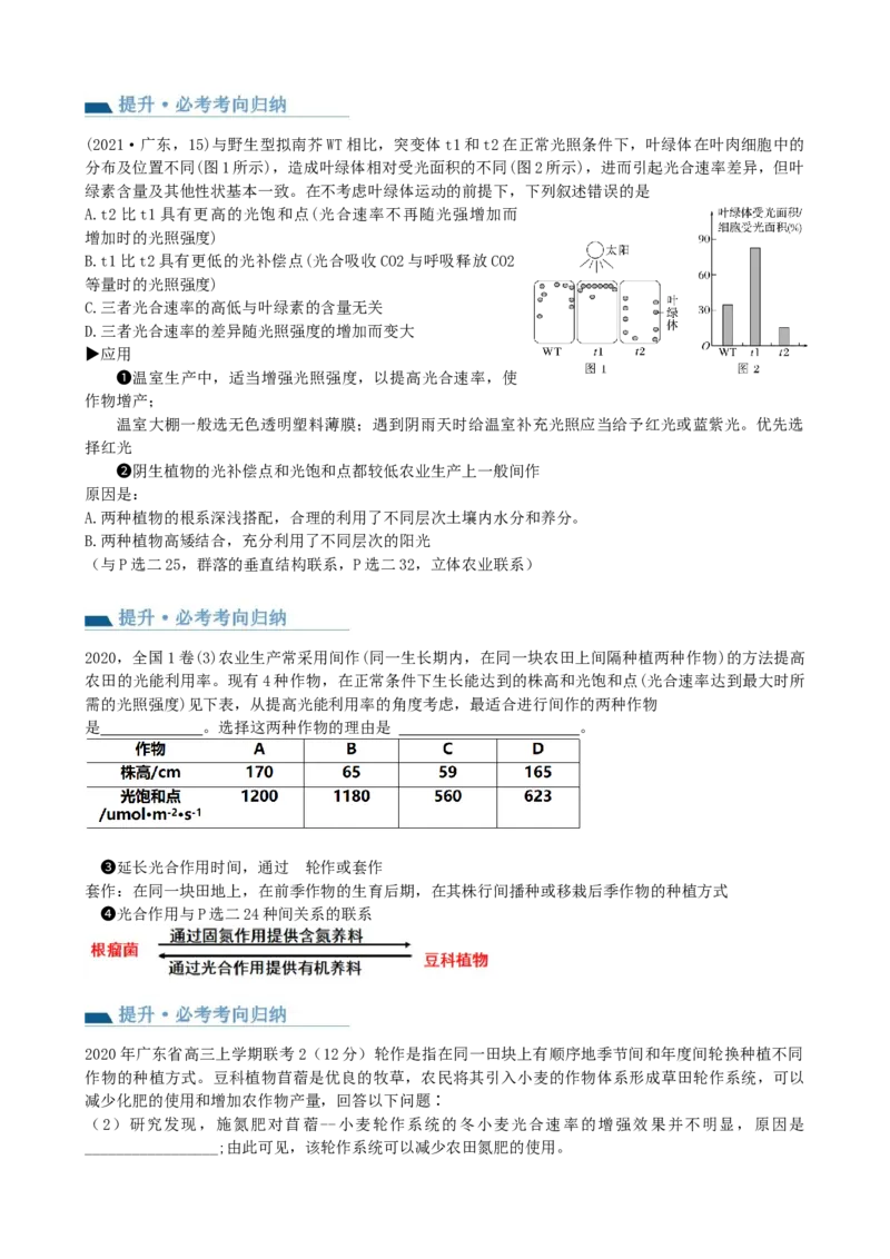 第10.2讲光合作用的影响因素和应用（讲义）（学生版）_2024年新高考资料_1.2024一轮复习_2024年高考生物一轮复习讲练测（新教材新高考）