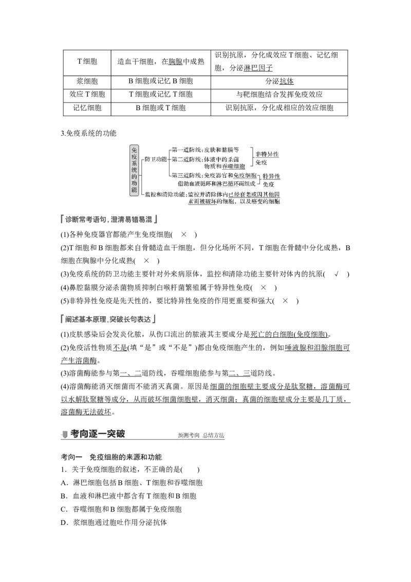 2022年高考生物一轮复习第8单元第26讲　免疫调节_新高考复习资料_2022年新高考复习资料_2022年一轮复习最新版_1.2022年高考生物一轮复习全国通用版