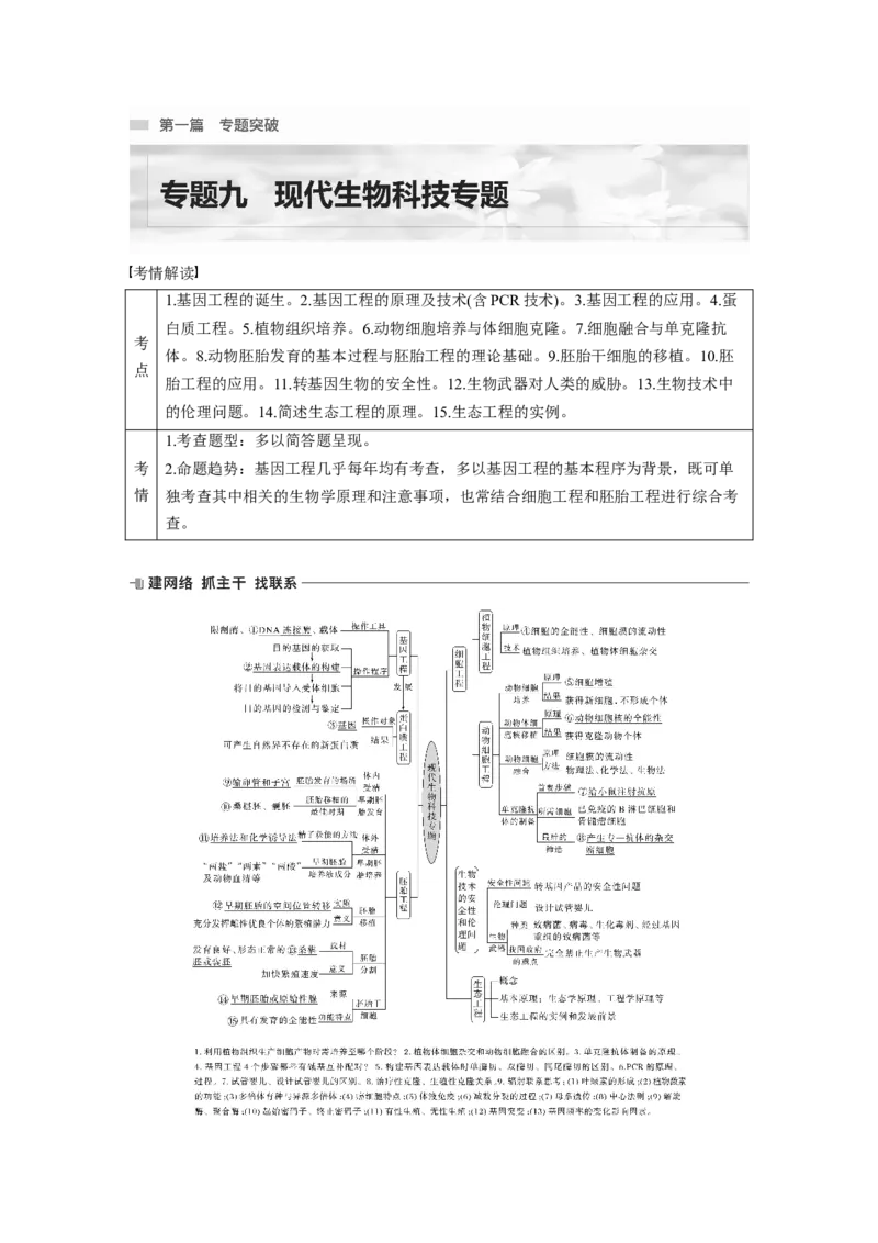 2023年高考生物二轮复习（全国版）第1篇专题突破专题9考点1　基因工程(含PCR技术与应用)_通用版（老高考）复习资料_2023年复习资料_二轮复习_2023年高考生物二轮复习讲义（全国版）