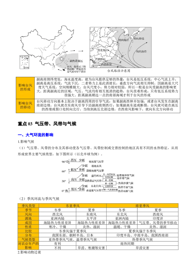 专题03地球上的大气（原卷版）_2025年新高考资料_二轮复习_2025年高三地理高考二轮复习专项提升（新高考通用）3405802_重点&middot;难点&middot;热点专练（分地区）_北京专用