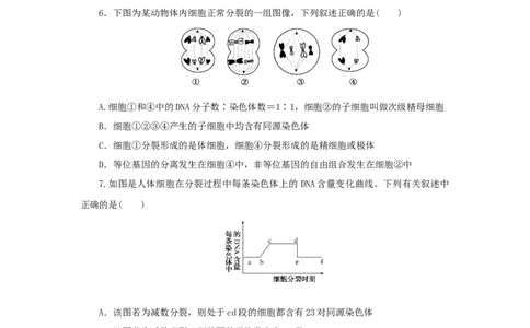 2023版新教材高考生物微专题小练习专练42减数分裂与有丝分裂的比较202208091209_通用版（老高考）复习资料_2023年复习资料_一轮复习_2023届高考生物一轮微专题100练