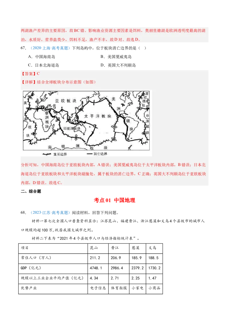 专题14世界地理和中国地理-解析版_2025年新高考资料_二轮复习_2025年高三地理高考二轮复习专项提升（新高考通用）3405802_真题演练