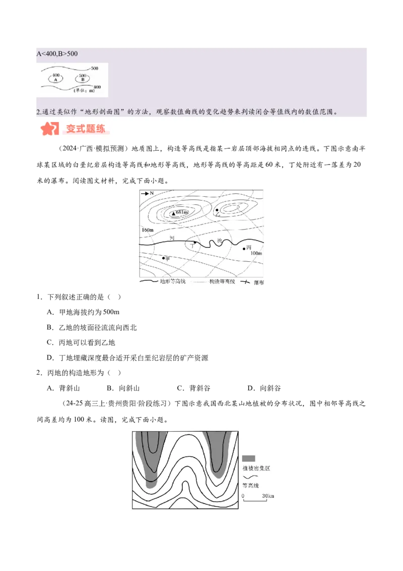 专题01等高线易错提分（5大易错点）（原卷版）_2025年新高考资料_二轮复习_01高考语文等多个文件_2025年高三地理高考二轮复习专项提升_易错专练