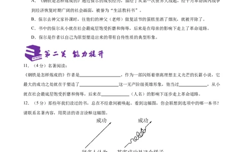 专题08《钢铁是怎样炼成的》-2025年中考语文名著导读分层闯关训练（原卷版）_02中考总复习（2026版更新中）_01-语文-中考总复习_2025年中考资料_2025年中考语文名著导读分层闯关训练