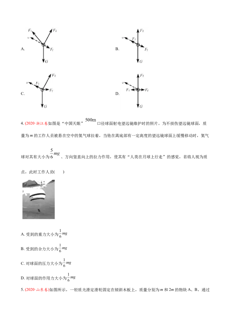 专题03相互作用-2020年高考真题和模拟题物理分类训练（学生版）_04高考物理_新高考复习资料_2022年新高考复习资料_高考物理2022年一轮复习各版本_156