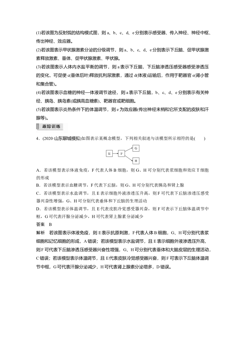 2022年高考生物一轮复习第8单元第25讲热点题型八动物生命活动调节模型的构建与分析_新高考复习资料_2022年新高考复习资料_2022年一轮复习最新版